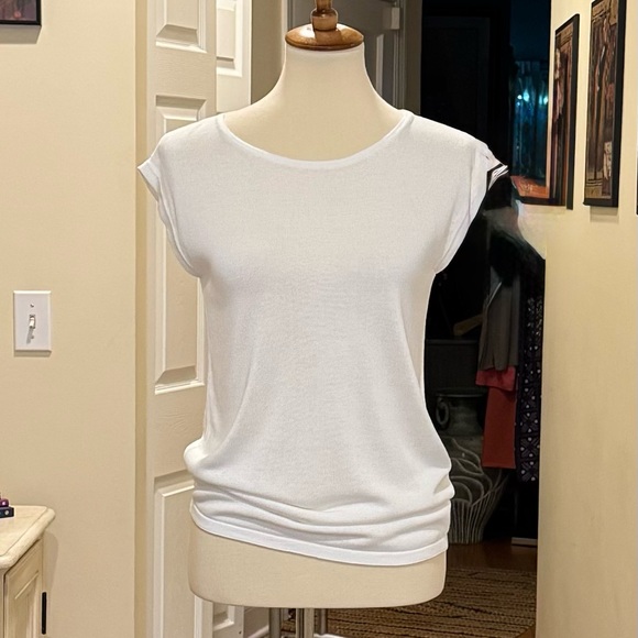 MaxMara White Fitted Short Sleeve Tee - Picture 1 of 4